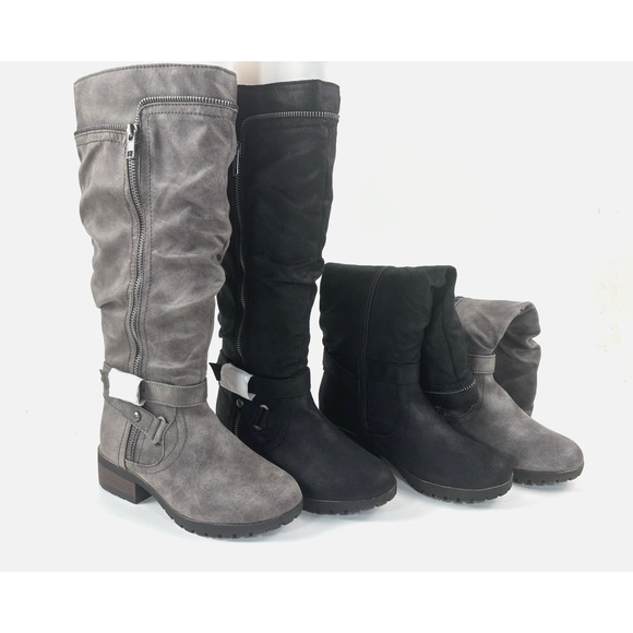 2 Pairs Of SO Black & Grey Women's Knee-High Boots Size 5 - Picture 1 of 11